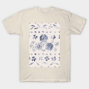 Faded Denim Blue Spring Flower Flush T-Shirt